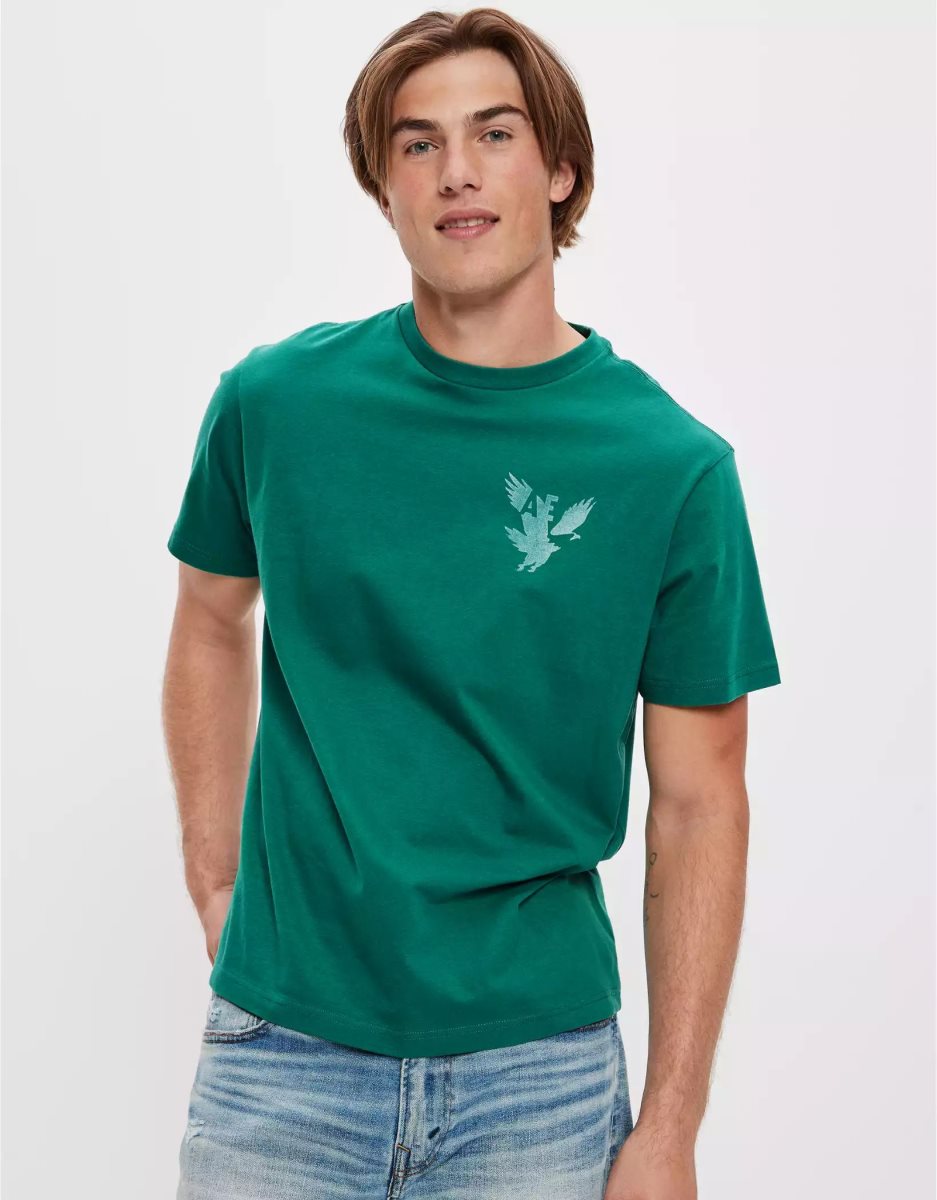 T Shirt Graphique American Eagle AE Super Soft Logo Multicolore Homme | JOB-41982304